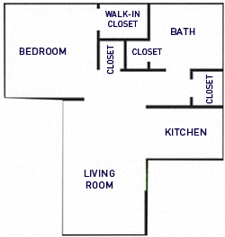 Floor plan for 1 bed, 1 bath, 620 sqft